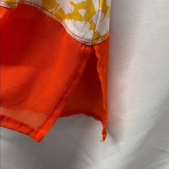 Multiples Orange and White Patterned V-Neck Tunic - Picture 6 of 6